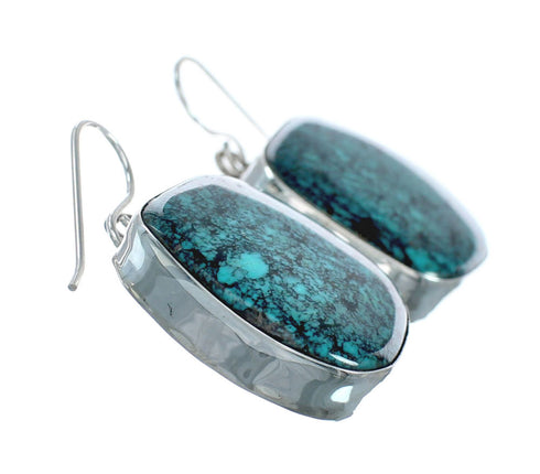 Native American Turquoise Sterling Silver Hook Dangle Navajo Earrings NN20474