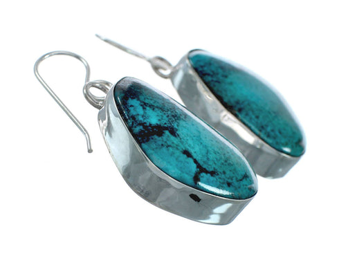 Native American Turquoise Sterling Silver Hook Dangle Navajo Earrings NN20475