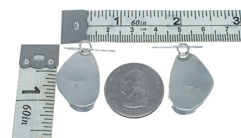 Native American Turquoise Sterling Silver Hook Dangle Navajo Earrings NN20475