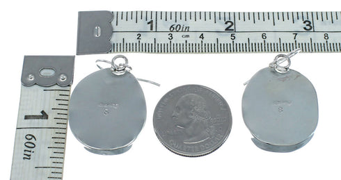 Native American Turquoise Sterling Silver Hook Dangle Navajo Earrings NN20476