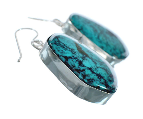 Native American Turquoise Sterling Silver Hook Dangle Navajo Earrings NN20477
