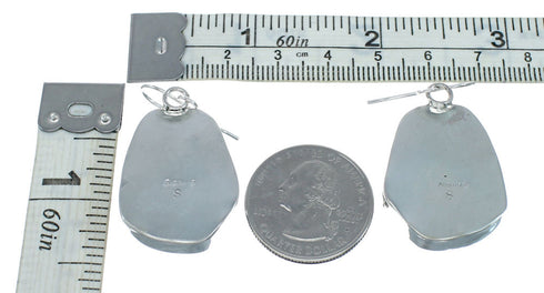 Native American Turquoise Sterling Silver Hook Dangle Navajo Earrings NN20477