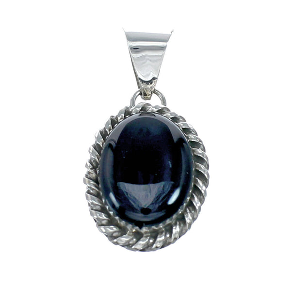 Native American Navajo Onyx Sterling Silver Pendant NN20466