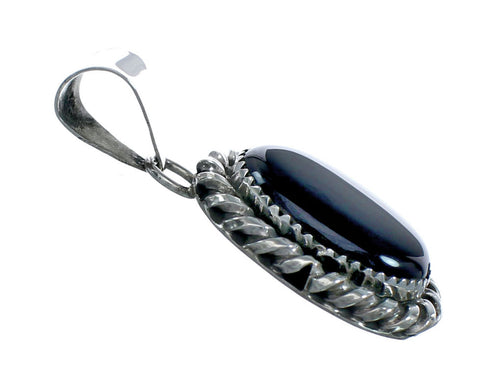 Native American Navajo Onyx Sterling Silver Pendant NN20466