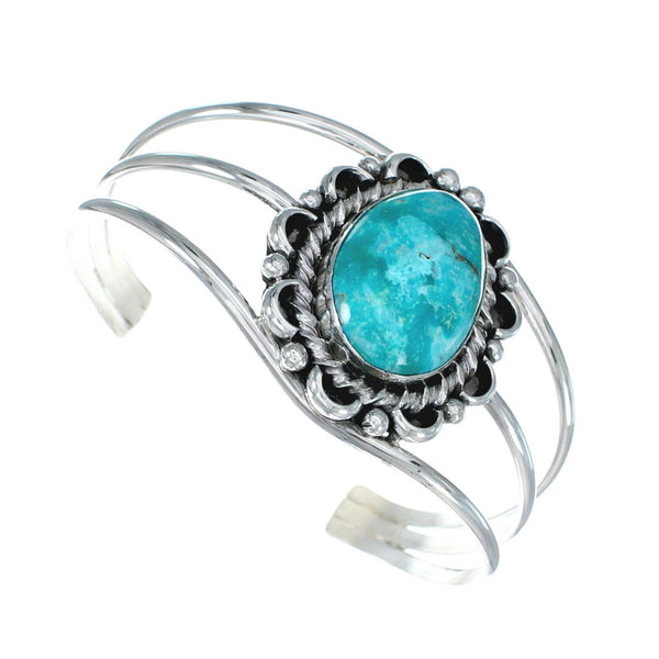 Authentic Kingman Turquoise Sterling Silver Navajo Cuff Bracelet NN20464