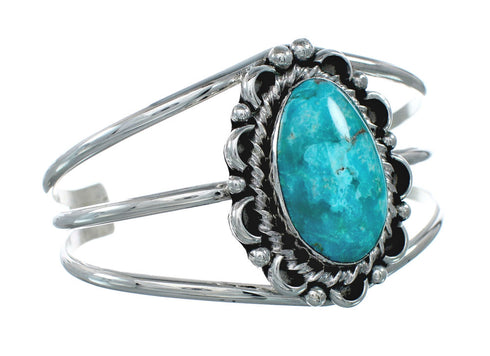 Authentic Kingman Turquoise Sterling Silver Navajo Cuff Bracelet NN20464