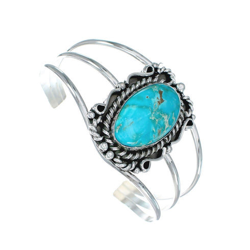 Authentic Kingman Turquoise Sterling Silver Navajo Cuff Bracelet NN20465