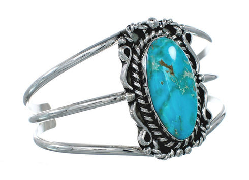 Authentic Kingman Turquoise Sterling Silver Navajo Cuff Bracelet NN20465