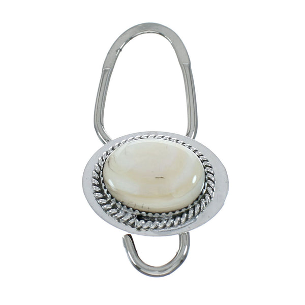 Navajo White Shell Sterling Silver Keychain NN20498