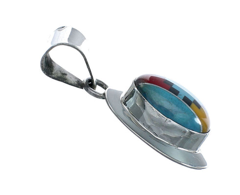 Navajo Manmade Multicolor Inlay Pendant NN20493