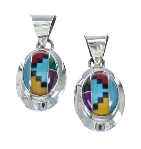 Navajo Manmade Multicolor Inlay Pendant NN20493