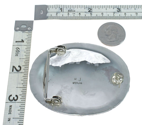 Coral American Indian Sterling Silver Belt Buckle NN20486