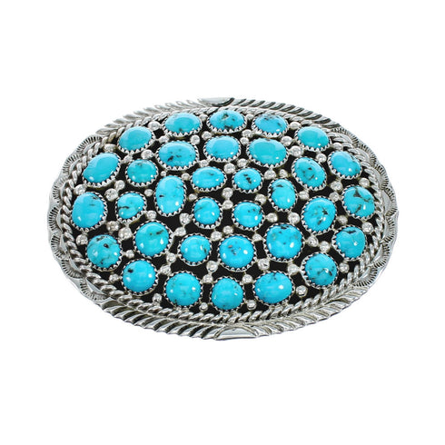 Authentic Navajo Turquoise Genuine Sterling Silver Belt Buckle NN20482
