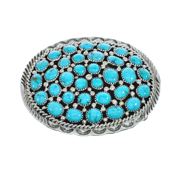 Authentic Navajo Turquoise Genuine Sterling Silver Belt Buckle NN20483