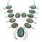 Navajo Kingman Turquoise Sterling Silver Naja Squash Blossom Necklace Set NX11614