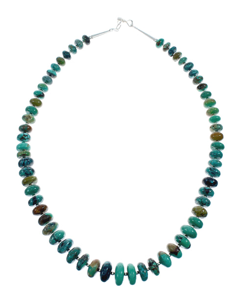 Navajo Native American Sterling Silver And Turquoise Bead Necklace X11630