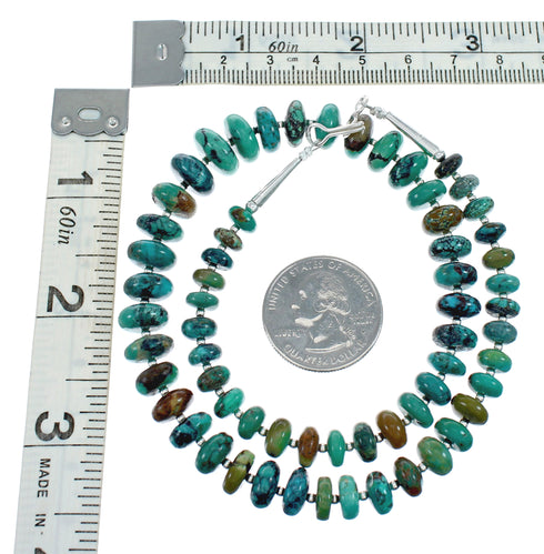 Navajo Native American Sterling Silver And Turquoise Bead Necklace X11630