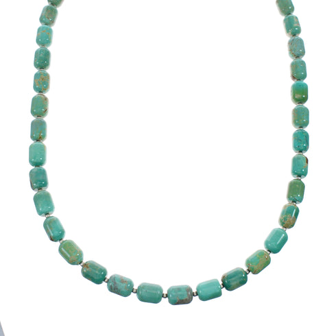 Native American Sterling Silver And Turquoise Navajo Bead Necklace NX11631