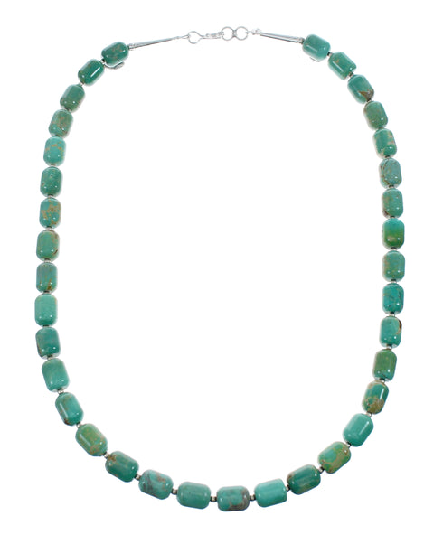 Native American Sterling Silver And Turquoise Navajo Bead Necklace NX11631