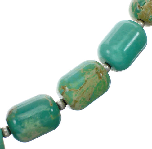Native American Sterling Silver And Turquoise Navajo Bead Necklace NX11631