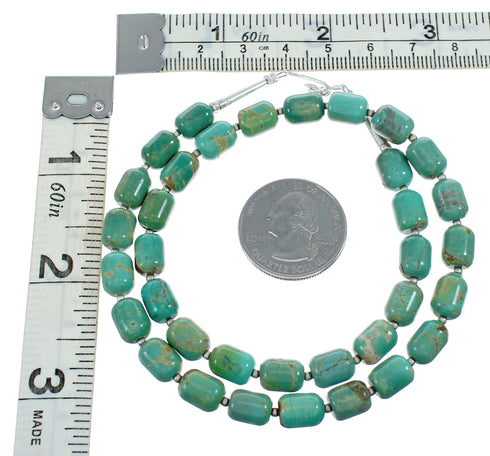 Native American Sterling Silver And Turquoise Navajo Bead Necklace NX11631