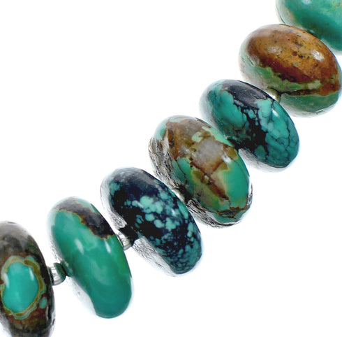 Navajo Native American Sterling Silver And Turquoise Bead Necklace NX11633