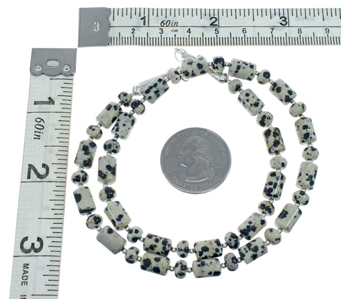 Genuine Sterling Silver Southwest Dalmatian Bead Necklace NX11644
