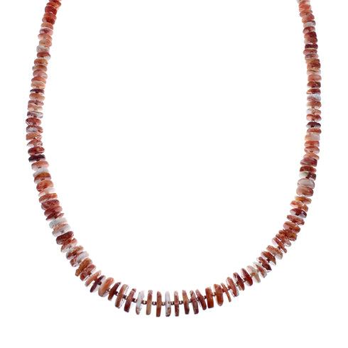 Native American Sterling Silver Oyster Shell Bead Necklace NX11634