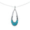 Genuine Turquoise Inlay Sterling Silver Chain Necklace Set NX11645
