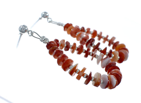 Genuine Sterling Silver Oyster Shell Bead Post Dangle Earrings NX11637