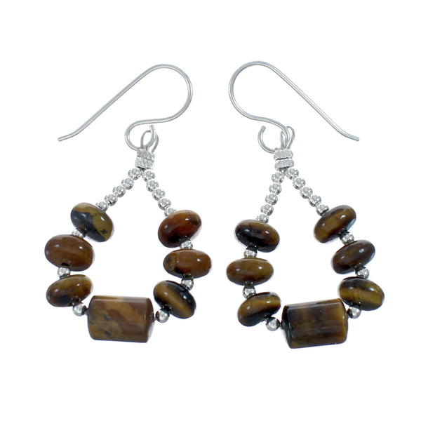 Authentic Tiger Eye Bead Hook Dangle Earrings NX11638
