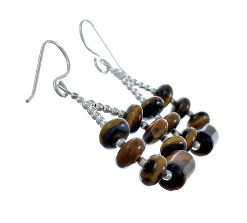 Authentic Tiger Eye Bead Hook Dangle Earrings NX11638