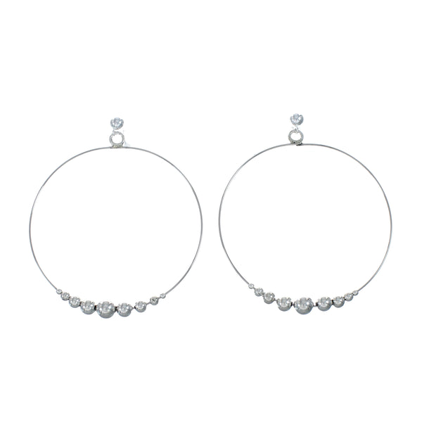 Native American Genuine Sterling Silver Post Hoop Earrings NX11643