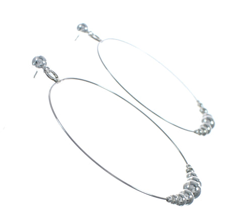 Native American Genuine Sterling Silver Post Hoop Earrings NX11643