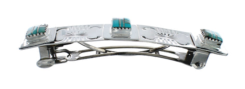 Navajo Sterling Silver Multi-stone Inlay Turquoise Hair Barrette NX11636