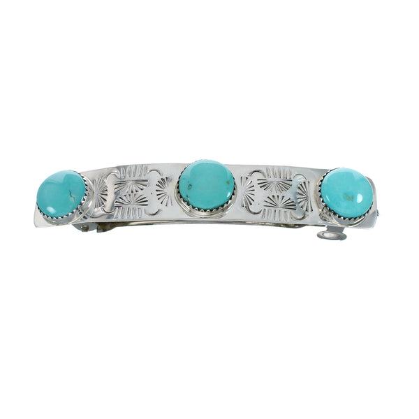 Navajo Sterling Silver Multi-stone Turquoise Hair Barrette NN20481
