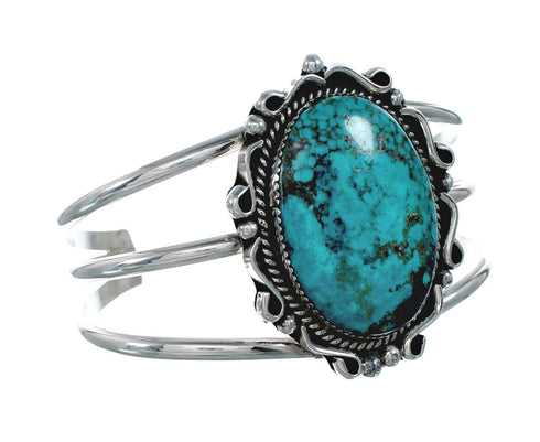 Authentic Kingman Turquoise Sterling Silver Native American Navajo Cuff Bracelet NX11616