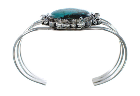 Authentic Kingman Turquoise Sterling Silver Native American Navajo Cuff Bracelet NX11616