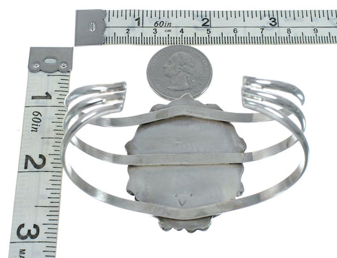 Authentic Kingman Turquoise Sterling Silver Native American Navajo Cuff Bracelet NX11616