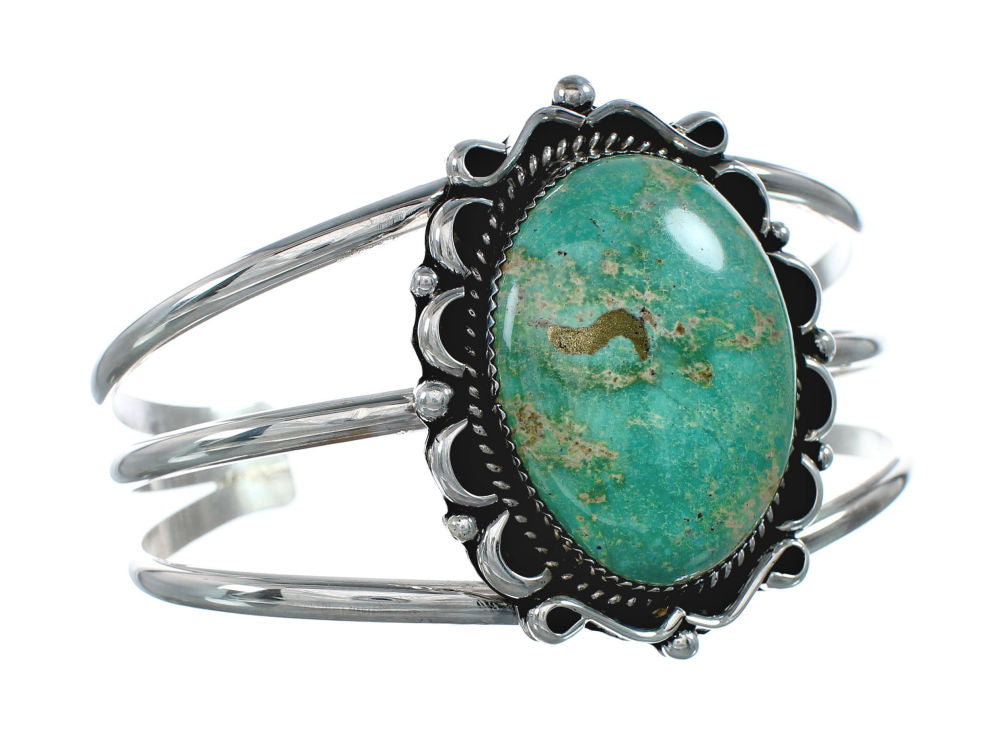 Authentic Kingman Turquoise Sterling Silver Native American Navajo Cuf ...