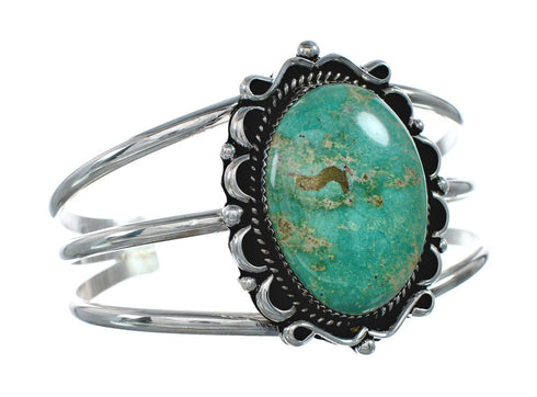 Authentic Kingman Turquoise Sterling Silver Native American Navajo Cuff Bracelet NX11617