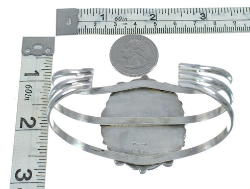 Authentic Kingman Turquoise Sterling Silver Native American Navajo Cuff Bracelet NX11617