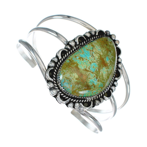 Authentic Kingman Turquoise Sterling Silver Native American Navajo Cuff Bracelet NX11618