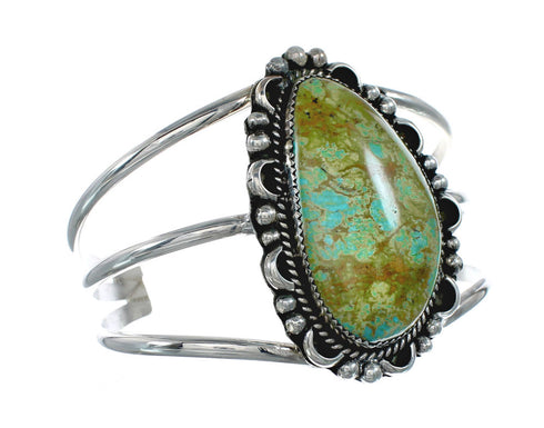 Authentic Kingman Turquoise Sterling Silver Native American Navajo Cuff Bracelet NX11618