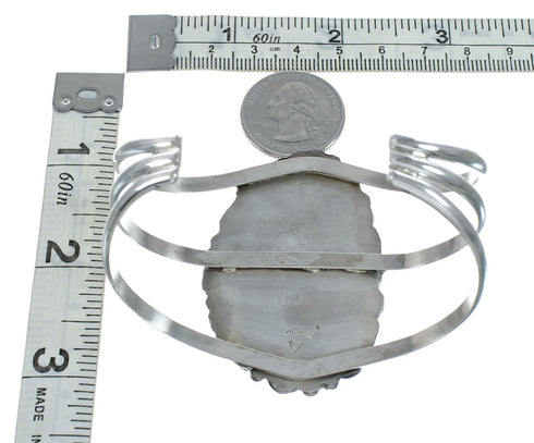 Authentic Kingman Turquoise Sterling Silver Native American Navajo Cuff Bracelet NX11618