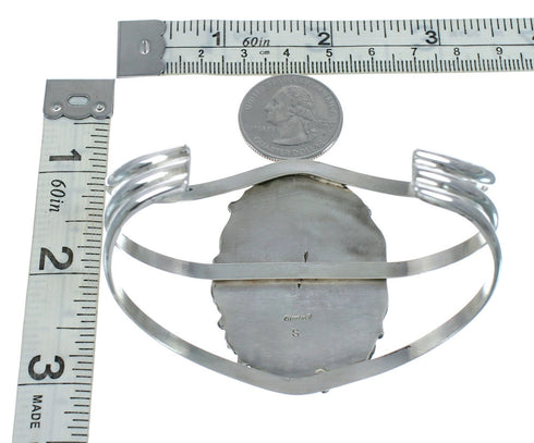 Authentic Kingman Turquoise Sterling Silver Native American Navajo Cuff Bracelet NX11615