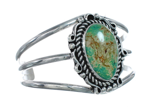 Authentic Kingman Turquoise Sterling Silver Native American Navajo Cuff Bracelet NX11619