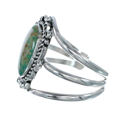Authentic Kingman Turquoise Sterling Silver Native American Navajo Cuff Bracelet NX11619
