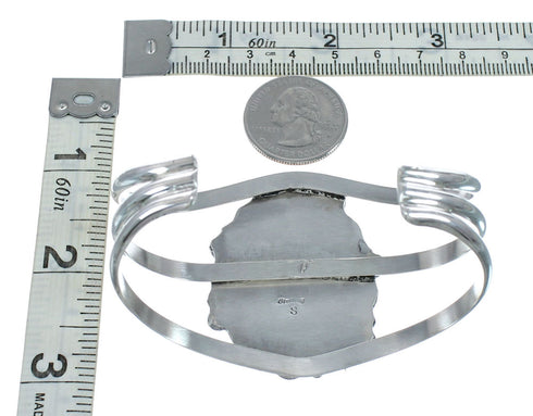 Authentic Kingman Turquoise Sterling Silver Native American Navajo Cuff Bracelet NX11619