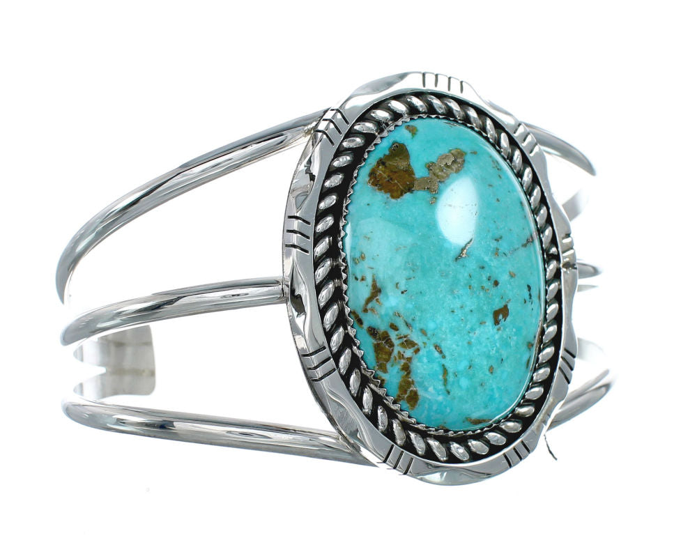Genuine Navajo Kingman Turquoise Sterling Silver Cuff Bracelet NX11623 ...